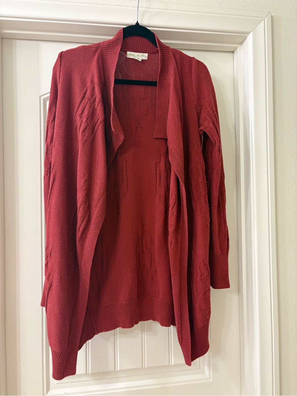 Staring at Stars Rust Red Open-Front Knit Cardigan